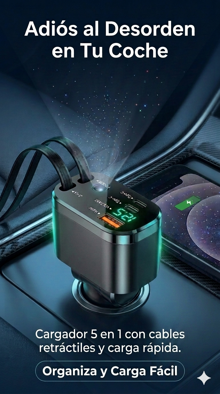 Cargador inteligente para coche de alta calidad e integrado para Android, de 1 a 5 salidas.