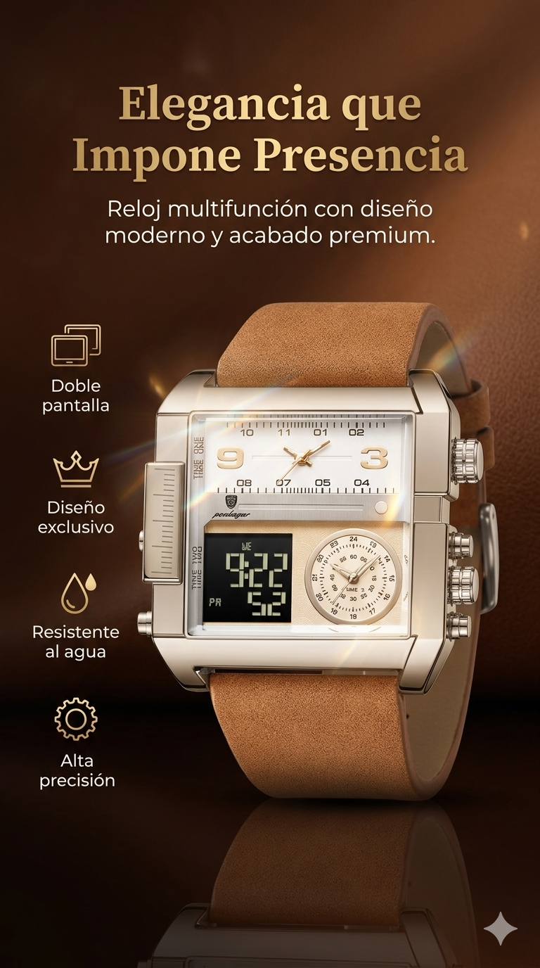 POEDAGAR 997 RELOJ⌚ Prestigio del liderazgo en tres zonas horarias